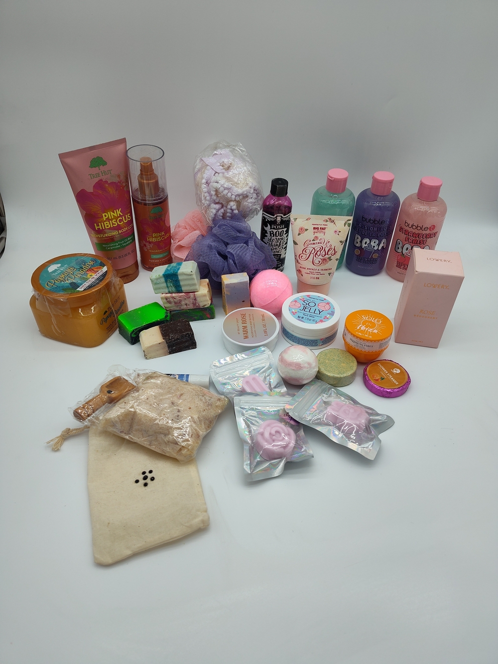 Huge Bath Body Spa Box Tree Hut Perfectly Posh Handmade Soap Self Care